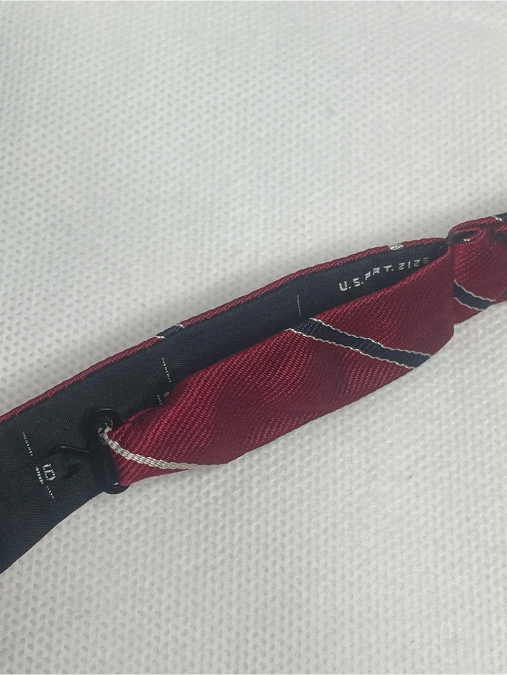 VTG Brooks Brothers Square Silk Bow Tie Repp Stripe Red White Blue USA Preppy